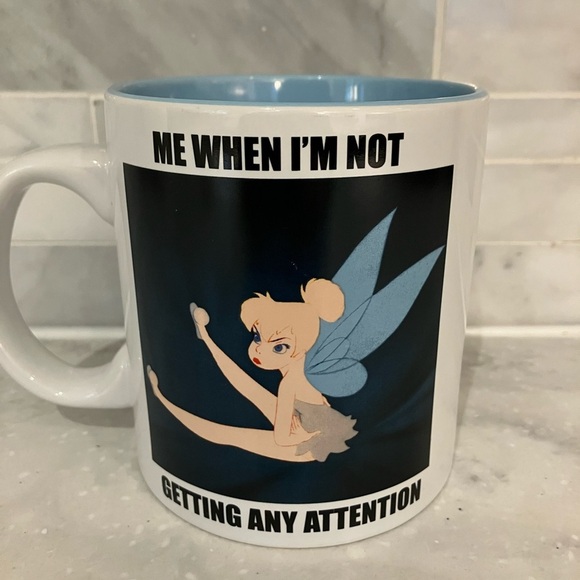 Disney Other - Disney tinkerbell white mug / blue inside.  Large size. Cute and sassy!
